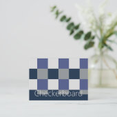Navy Blue Grau White Checkerboard Visitenkarte (Stehend Vorderseite)