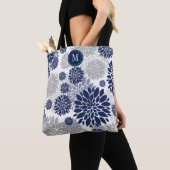 Navy Blue Graue Floral Monogram Tasche (Von Nahem)