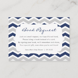 Navy Blue Gray Boy Baby Showbuchanfrage Begleitkarte