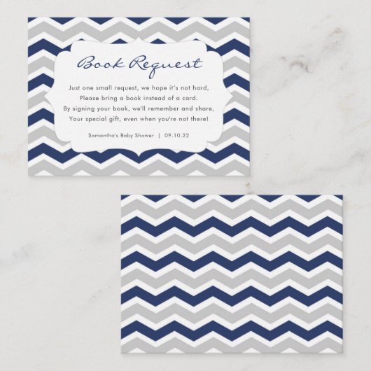 Navy Blue Gray Boy Baby Showbuchanfrage Begleitkarte (Vorne/Hinten)