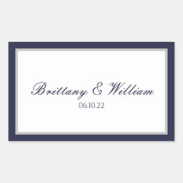 Navy Blue Gray Briy and Groom Rectangle Sticker