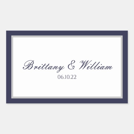 Navy Blue Gray Briy and Groom Rectangle Sticker (Vorderseite)