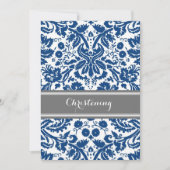 Navy Blue Gray Damask Einladung (Vorderseite)