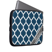 Navy Blue & Gray Lattice Individuelle Name Laptopschutzhülle (Vorne Rechts)