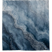 Navy Blue Gray Light Blue White Contemporary Duschvorhang (Vorderseite)