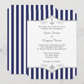 Navy Blue Gray Nautical Wedding Einladung (Vorne/Hinten)