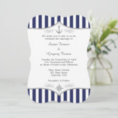 Navy Blue Gray Nautical Wedding Einladung (Stehend Vorderseite)