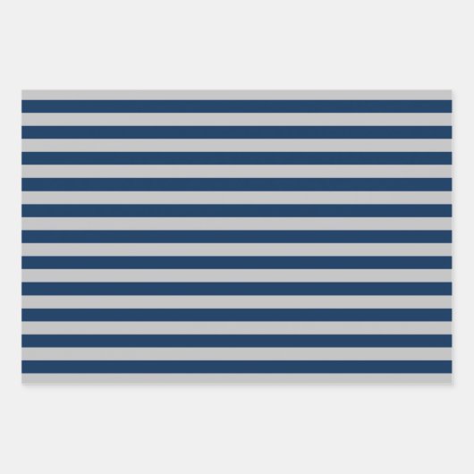 Navy Blue Gray Patterned Wrapping Paper Sheets Geschenkpapier Set (Vorderseite 3)