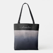 Navy Blue Gray rustic ombre chic personalisiert Tasche (Rückseite)