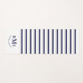 Navy Blue Gray Stripes Classic Monogram Übung Yogamatte (Vorderseite (Horizontal))