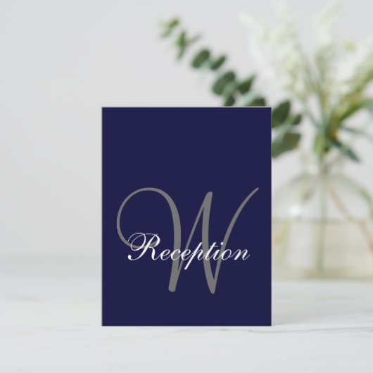 Navy Blue Gray Wedding Card Einladung (Stehend Vorderseite)