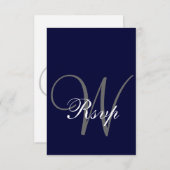 Navy Blue Gray Wedding RSVP Card (Vorne/Hinten)