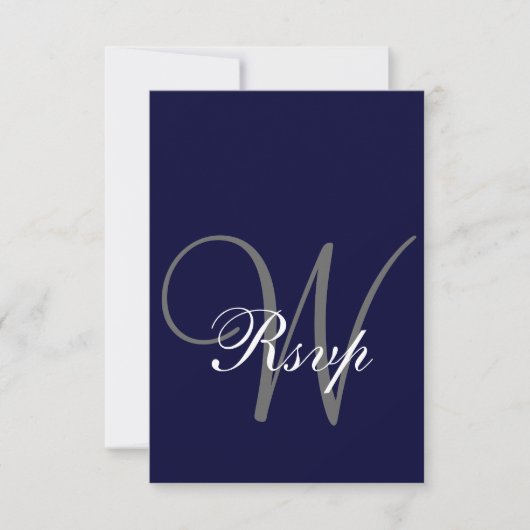 Navy Blue Gray Wedding RSVP Card Karte (Vorderseite)