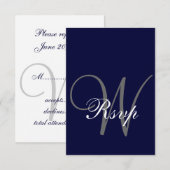 Navy Blue Gray Wedding RSVP Card Karte (Vorne/Hinten)