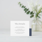 Navy Blue Gray White Stripes Wedding Hotel Detail Begleitkarte (Stehend Vorderseite)
