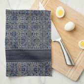 Navy Blue & Gray X's and O's Pattern Geschirrtuch (Viertel Falte)