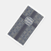 Navy Blue & Gray X's and O's Pattern Serviette (Ecke)