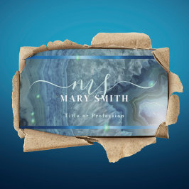 Navy Blue Green Agate Geode Hair Makeup Salon Visitenkarte