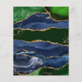 Navy Blue & Green Agate Save the Date (Rückseite)