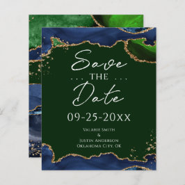 Navy Blue & Green Agate Save the Date