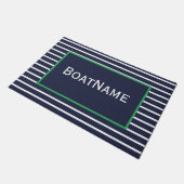 Navy Blue & Green Boat Name Doormat Fußmatte (Schrägansicht)