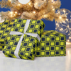 Navy Blue Green Checkerboard Geschenkpapier