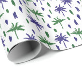 Navy Blue Green Palm Muster Geschenkpapier (Rolleneckpunkt)