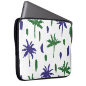 Navy Blue Green Palm Muster Laptopschutzhülle (Vorne Rechts)