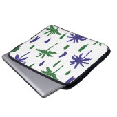 Navy Blue Green Palm Muster Laptopschutzhülle (Vorne Knopf)