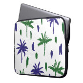 Navy Blue Green Palm Muster Laptopschutzhülle (Vorderseite Links)