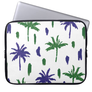 Navy Blue Green Palm Muster Laptopschutzhülle