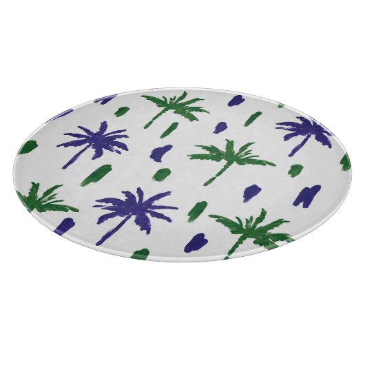Navy Blue Green Palm Muster Schneidebrett (Ecke)