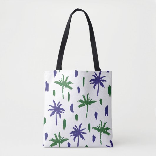 Navy Blue Green Palm Muster Tasche (Vorderseite)