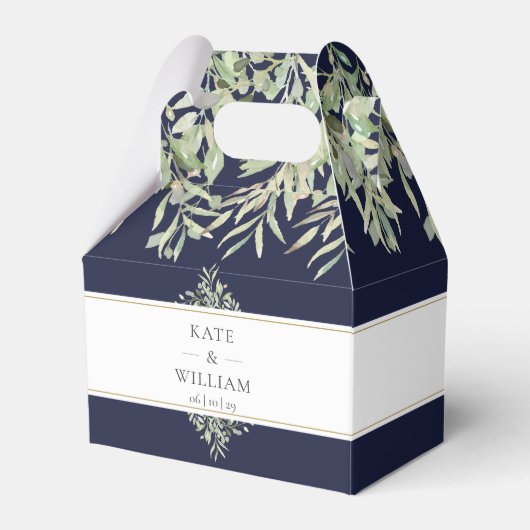 Navy Blue Greenerity Wedding Vielen Dank Geschenkschachtel (Vorderseite)