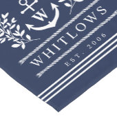 Navy Blue Greenery Nautical Monogram Lake House Kurzer Tischläufer (Ecke)