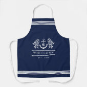 Navy Blue Greenery Nautical Monogram Lake House Schürze (Vorderseite)