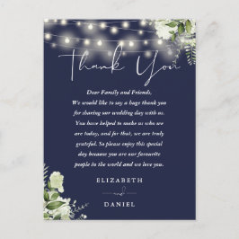 Navy Blue Greenery Vielen Dank für Ihre Hochzeit P Postkarte