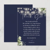 Navy Blue Greenery Vielen Dank für Ihre Hochzeit P Postkarte (Vorne/Hinten)