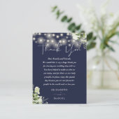 Navy Blue Greenery Vielen Dank für Ihre Hochzeit P Postkarte (Stehend Vorderseite)