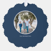 Navy Blue Greenery Wreath Frohe Weihnachten Ornament Karte (Rückseite)