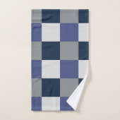 Navy Blue Grey White Checkerboard Muster Badhandtuch Set (Handtuch)
