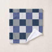 Navy Blue Grey White Checkerboard Muster Badhandtuch Set (Waschlappen)