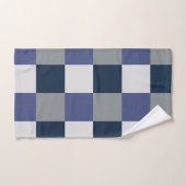 Navy Blue Grey White Checkerboard Muster Badhandtuch Set (Handtuch)