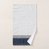 Navy Blue Grey White Stripe Crosshatch Badhandtuch Set (Handtuch)