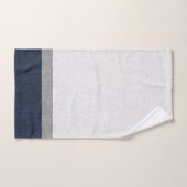Navy Blue Grey White Stripe Crosshatch Badhandtuch Set (Handtuch)