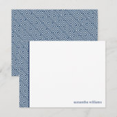 Navy Blue Griechisches Schlüsselmuster Vielen Dank Mitteilungskarte (Vorne/Hinten)