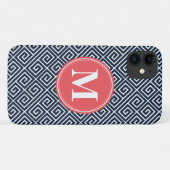 Navy Blue Griechisches Schlüsselmuster Watermelon Case-Mate iPhone Hülle (Rückseite (Horizontal))