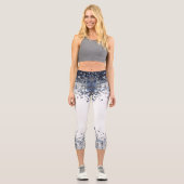 Navy Blue Grunge Denim Texture | Capri Leggings (Vorderseite)