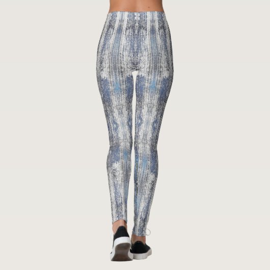 Navy Blue Grunge Denim Texture | Leggings (Rückseite)