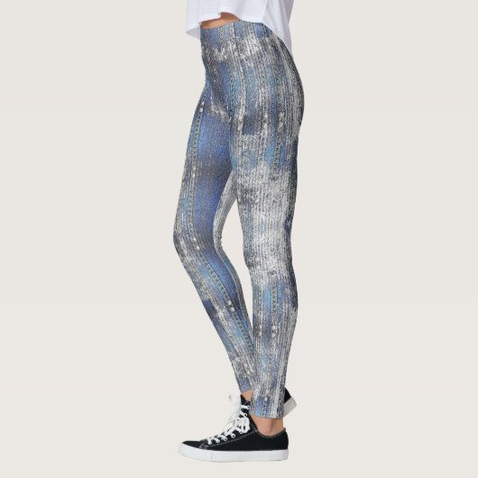 Navy Blue Grunge Denim Texture | Leggings (Links)